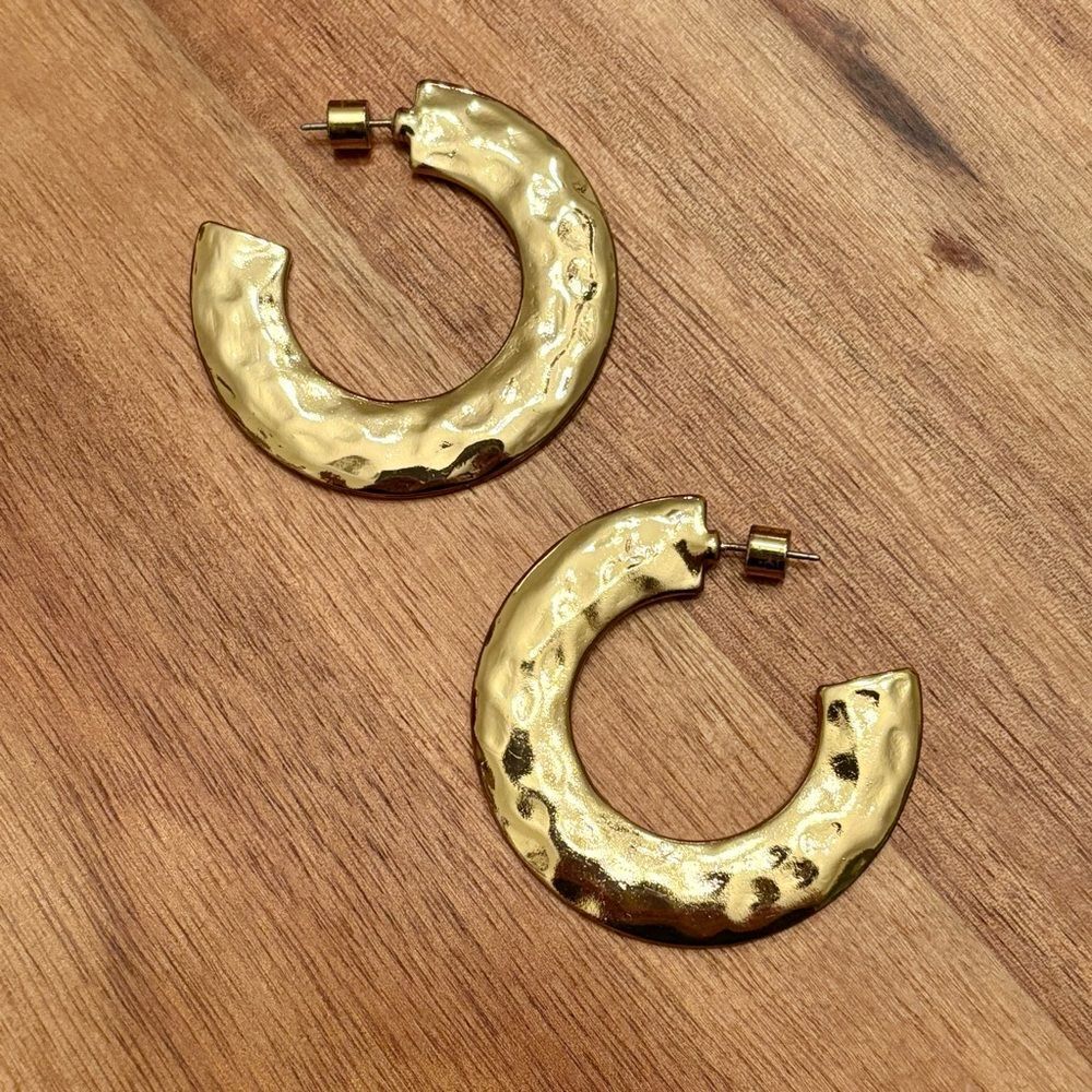 Lulus | Hammered Hoop Earrings | 1.75” Width